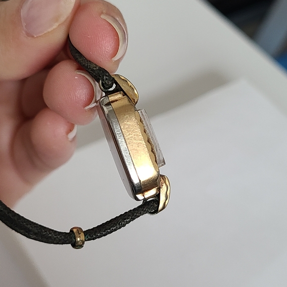 Vintage Antique Luxury Art Deco Gold Plated Dominator Black Corded Wind Up Watch - Picture 11 of 12